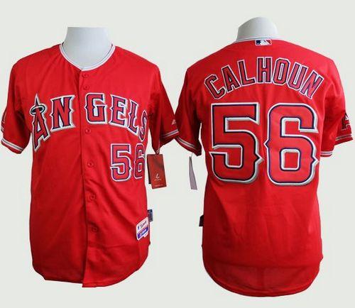 Angels of Anaheim #56 Kole Calhoun Red Cool Base Stitched MLB Jersey - Click Image to Close